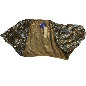 Flashback Bolero Shrug Women's Sequin Cropped Short Sleeve Gold XL